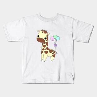 Baby Giraffe with Balloons Kids T-Shirt